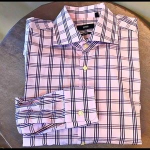 Hugo Boss Lavender Window Pane Shirt 16 1/2 32/33